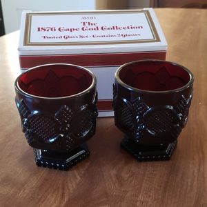 Vintage Avon Cape Cod Red - 2 Footed Glasses